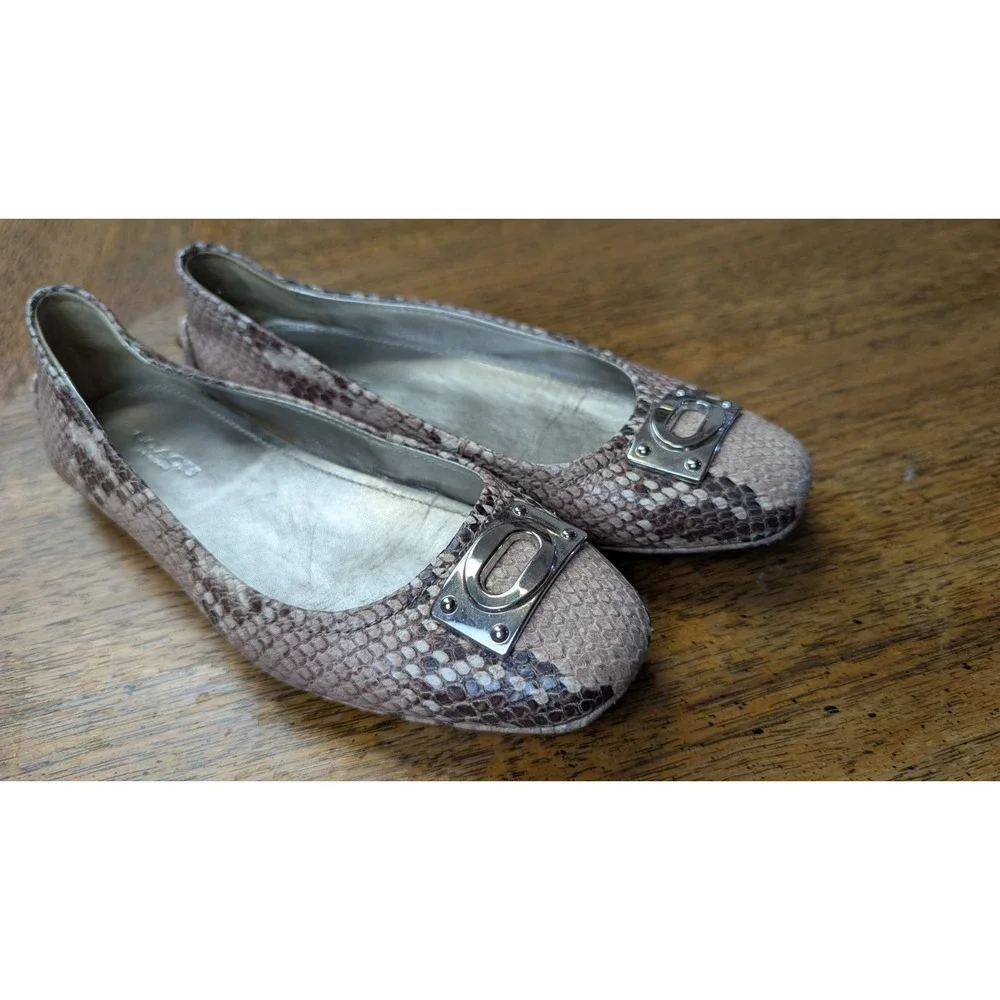 Coach Snake Print‎ Leather Vernon Ballet Flats Women's Size 5B Multicolor